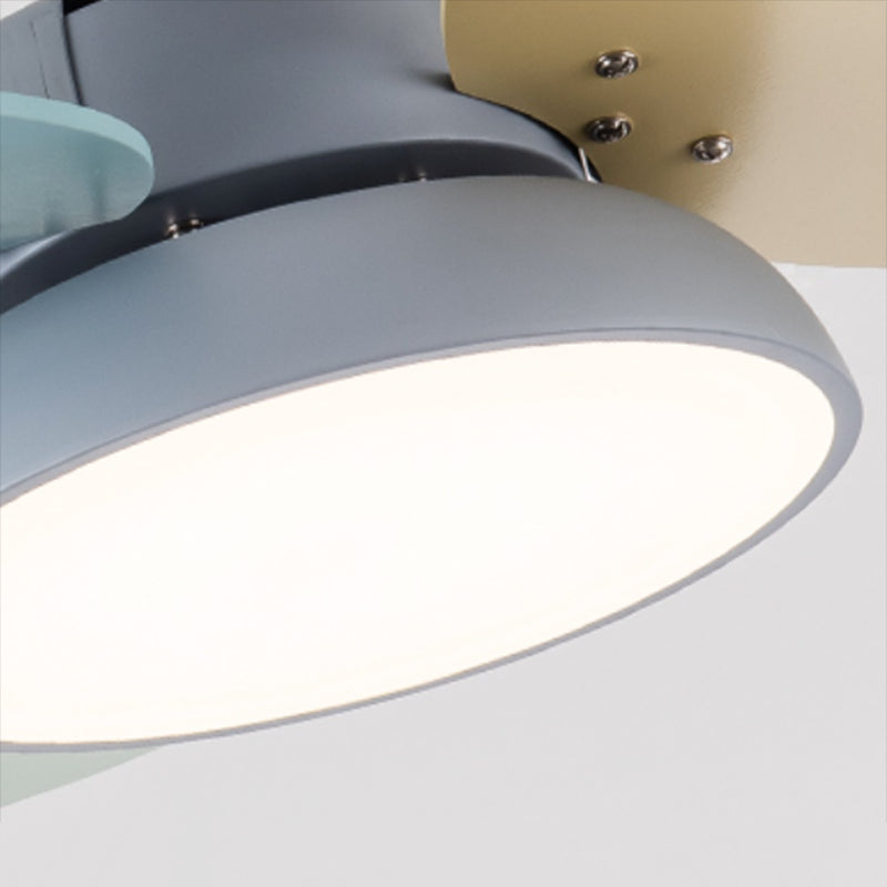 Lámpara de ventilador de techo estilo nórdico led metal techo de techo de montura de montaje para niños dormitorio
