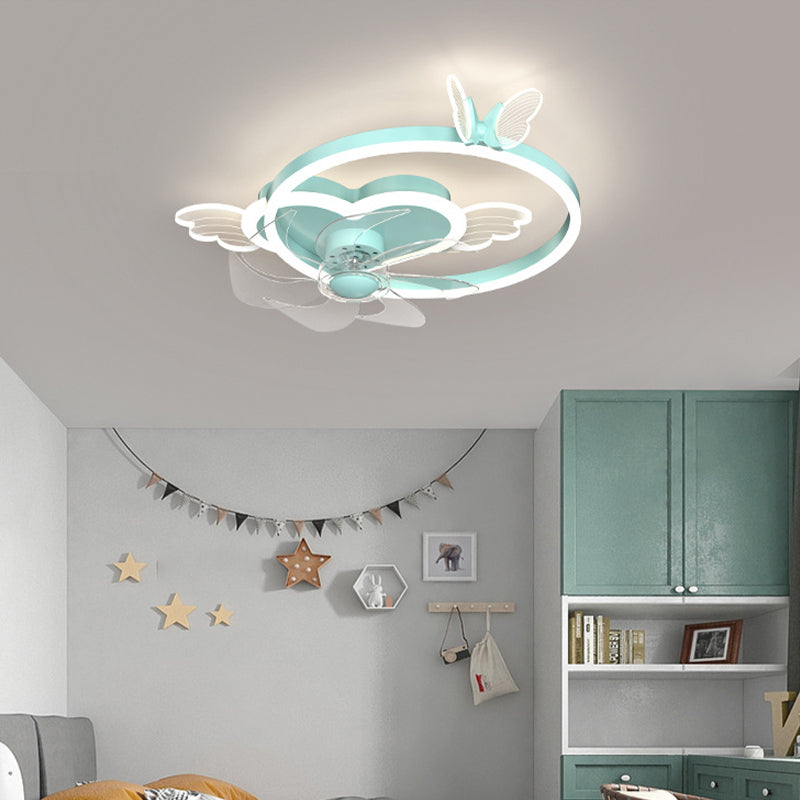 Luz de techo de ventilador de techo de estilo chlidren Luz de montaje de mariposa LED con sombra acrílica