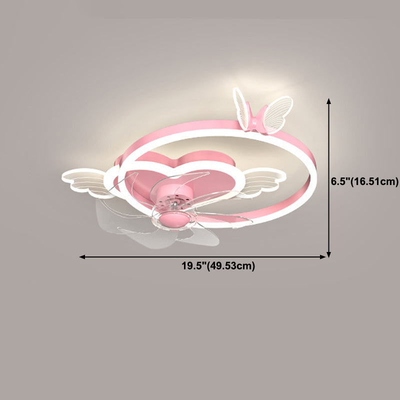 Luz de techo de ventilador de techo de estilo chlidren Luz de montaje de mariposa LED con sombra acrílica