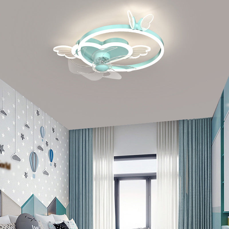 Luz de techo de ventilador de techo de estilo chlidren Luz de montaje de mariposa LED con sombra acrílica