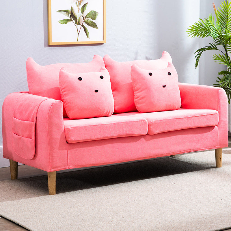 Velvet Square Arm Sofa Slipcovered Loose Back Loveseat with Storage