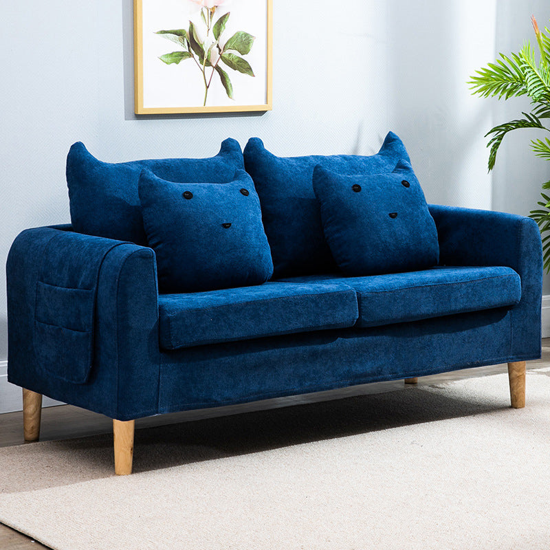 Velvet Square Arm Sofa Slipcovered Loose Back Loveseat with Storage