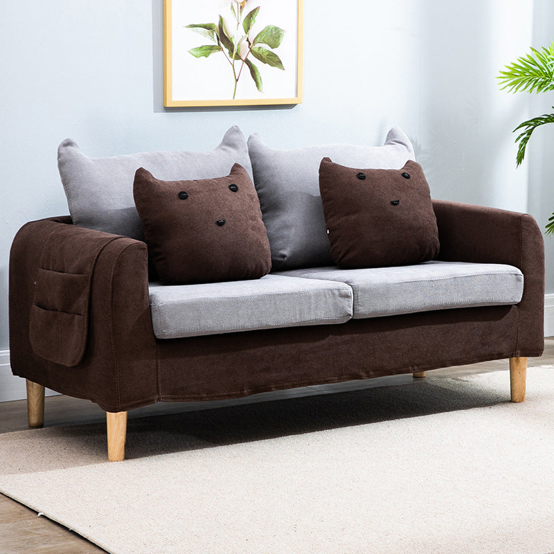 Velvet Square Arm Sofa Slipcovered Loose Back Loveseat with Storage