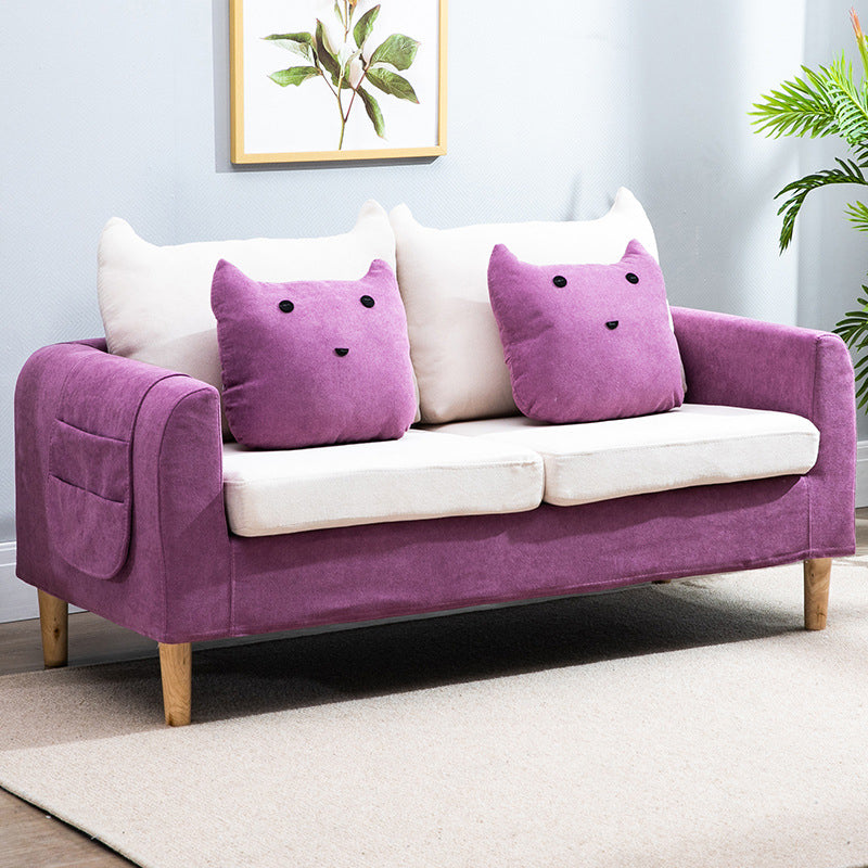 Velvet Square Arm Sofa Slipcovered Loose Back Loveseat with Storage