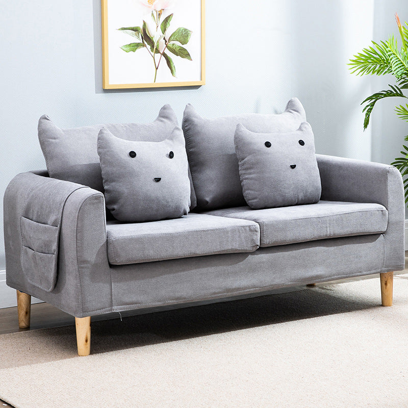 Velvet Square Arm Sofa Slipcovered Loose Back Loveseat with Storage