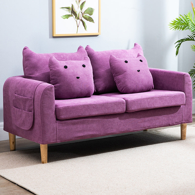 Velvet Square Arm Sofa Slipcovered Loose Back Loveseat with Storage