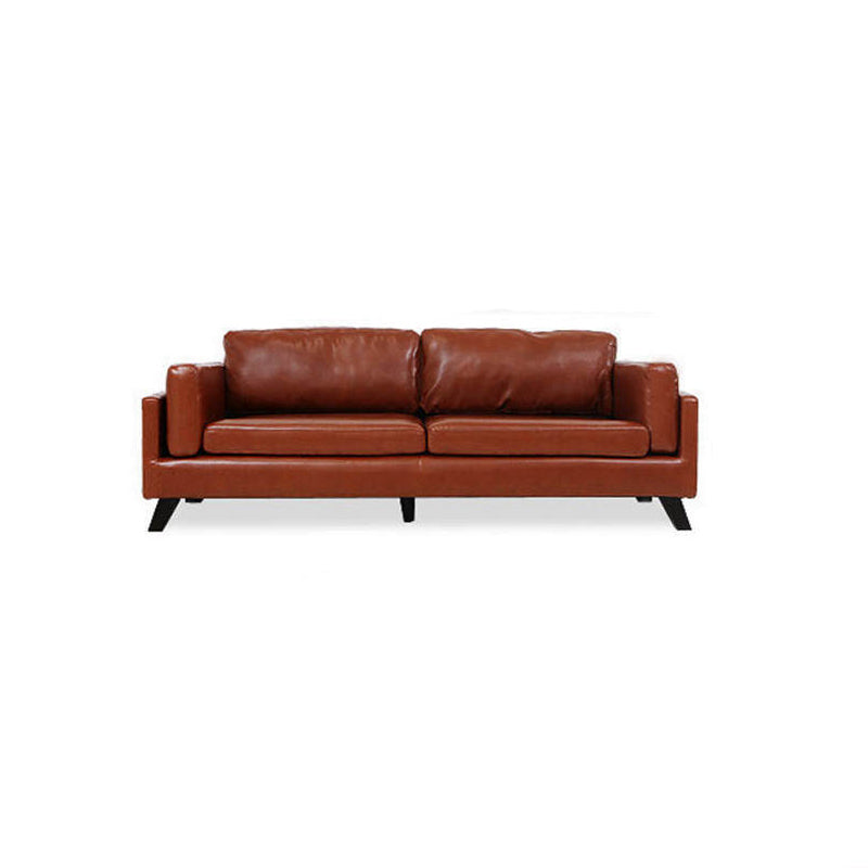 Faux Leather Sofa Modern 25.98" H Cushions Couch in Black/Brown
