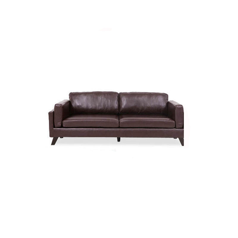 Faux Leather Sofa Modern 25.98" H Cushions Couch in Black/Brown