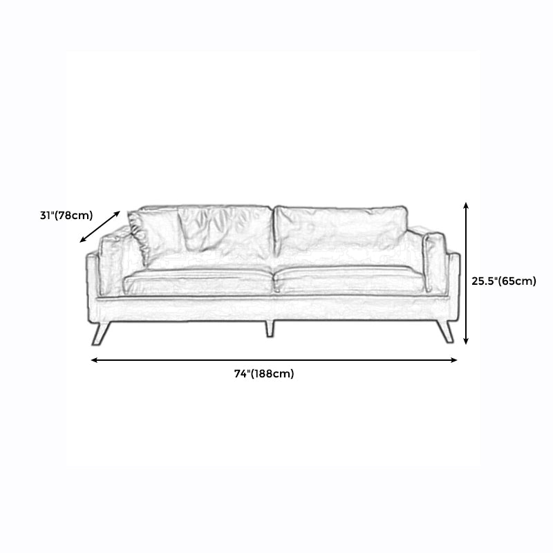 Faux Leather Sofa Modern 25.98" H Cushions Couch in Black/Brown