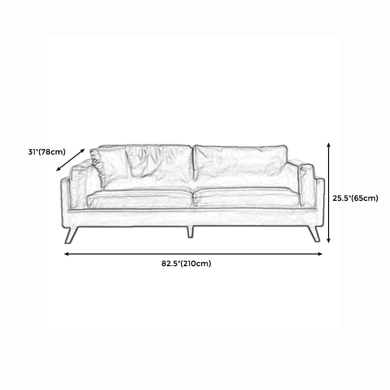 Faux Leather Sofa Modern 25.98" H Cushions Couch in Black/Brown