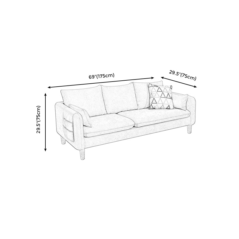 Square Arm Modern  Sofa 30"W Linen Sofa for Living Room with Storage
