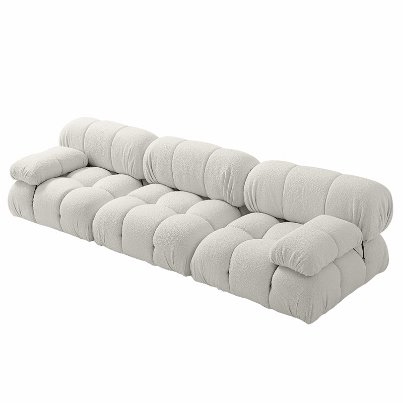 Contemporary Biscuit Back Sofa 26.38"High Velvet Couch for Living Room,White