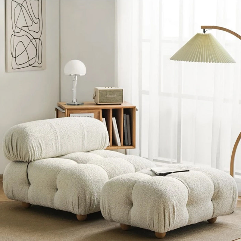 Contemporary Biscuit Back Sofa 26.38"High Velvet Couch for Living Room,White