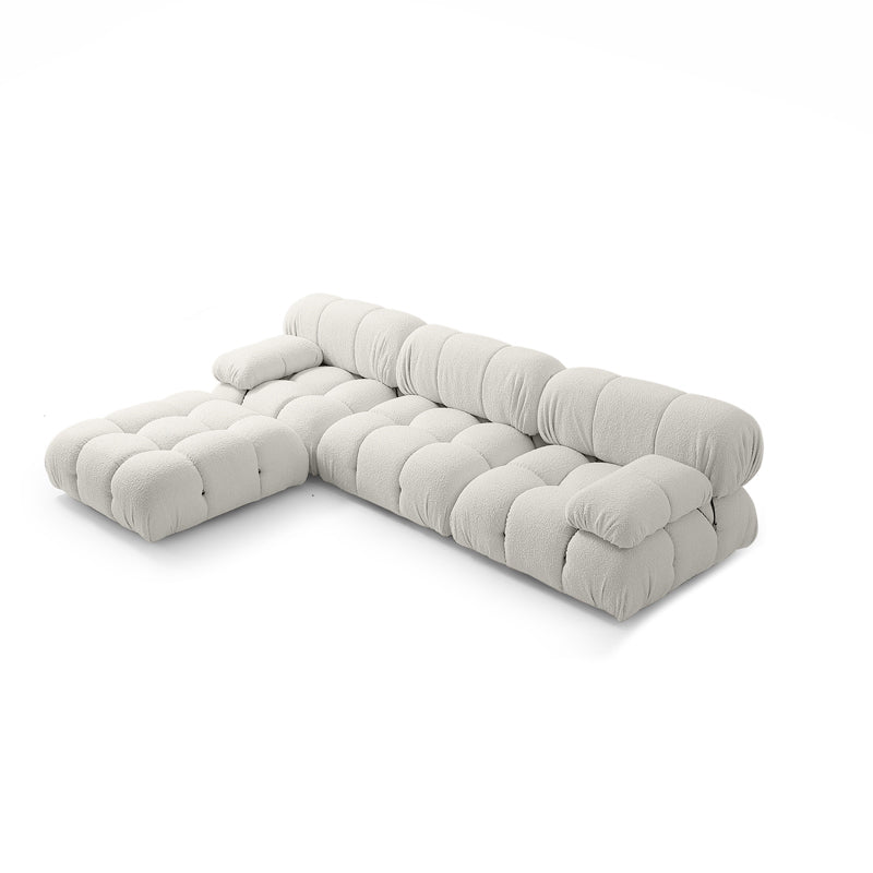 Contemporary Biscuit Back Sofa 26.38"High Velvet Couch for Living Room,White