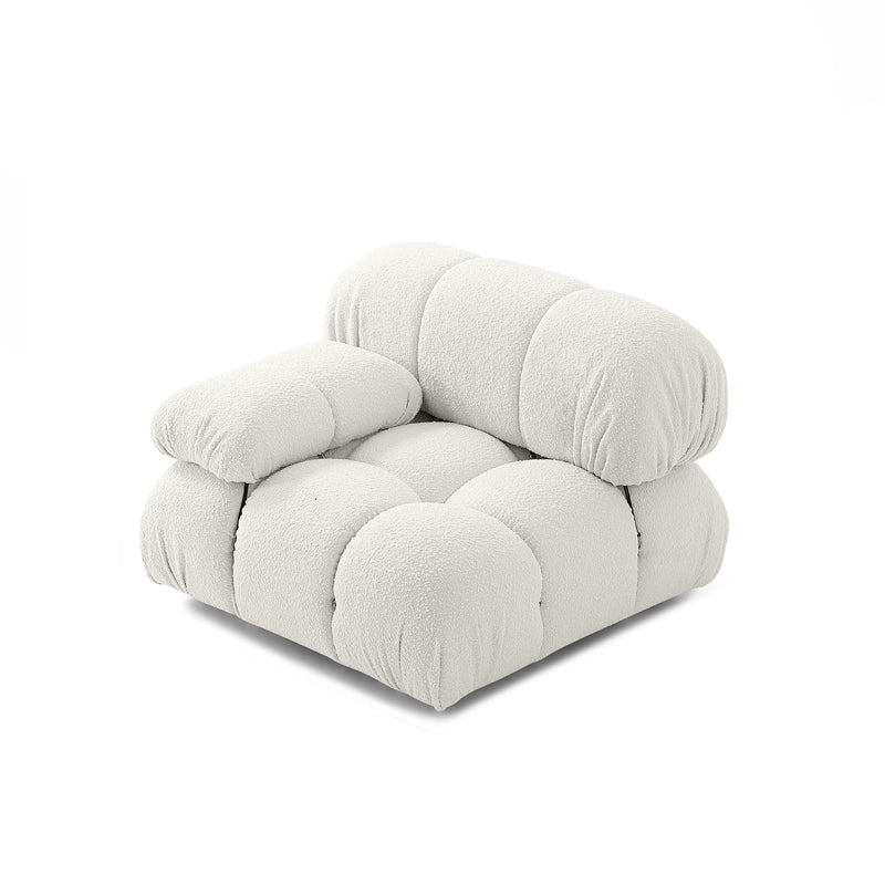 Contemporary Biscuit Back Sofa 26.38"High Velvet Couch for Living Room,White