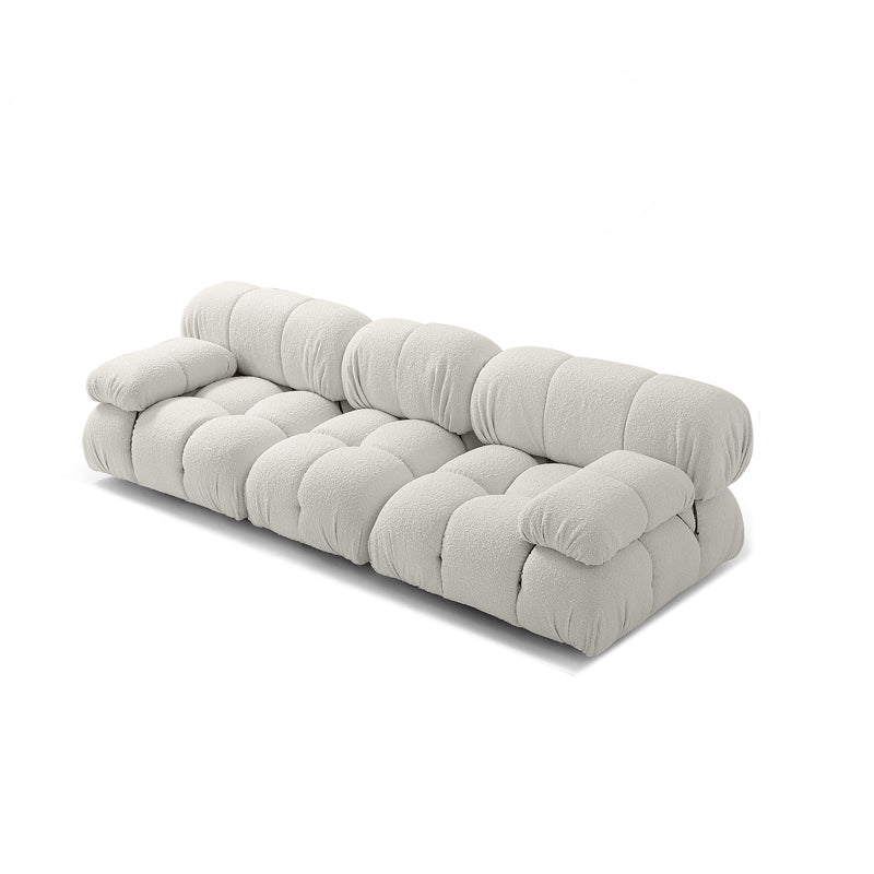 Contemporary Biscuit Back Sofa 26.38"High Velvet Couch for Living Room,White