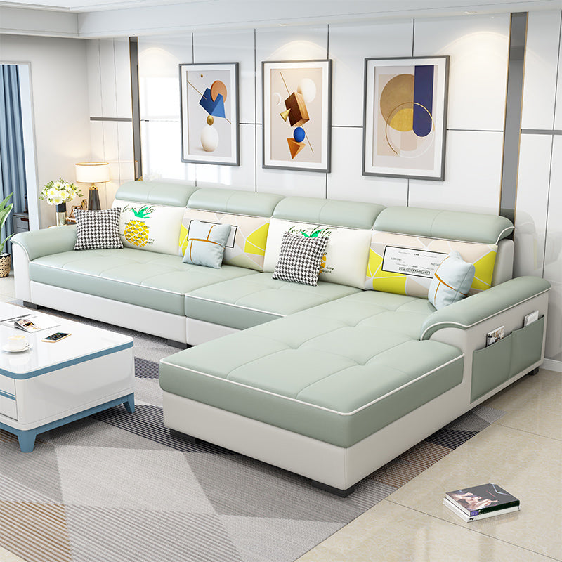 Contemporary 4-seater Sofa Sewn Pillow Back Sectional with Storage