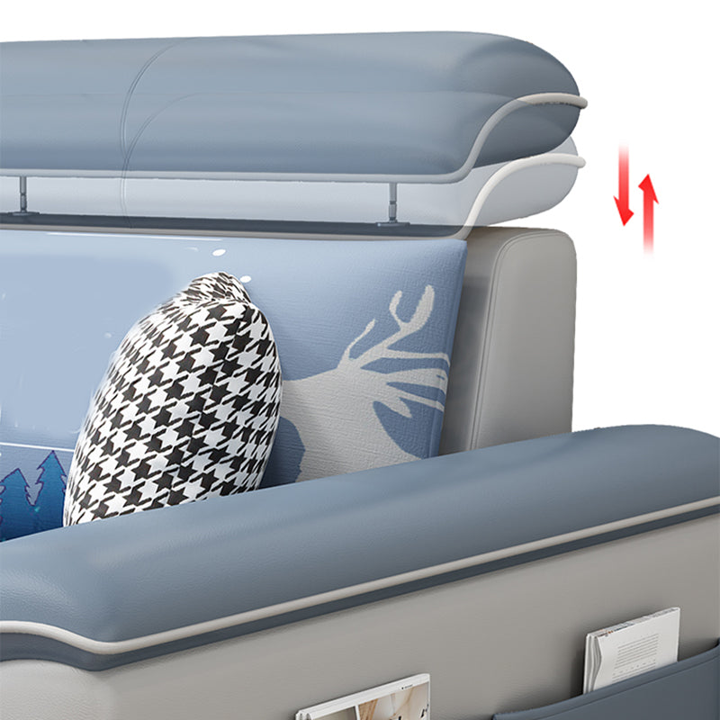 Contemporary 4-seater Sofa Sewn Pillow Back Sectional with Storage