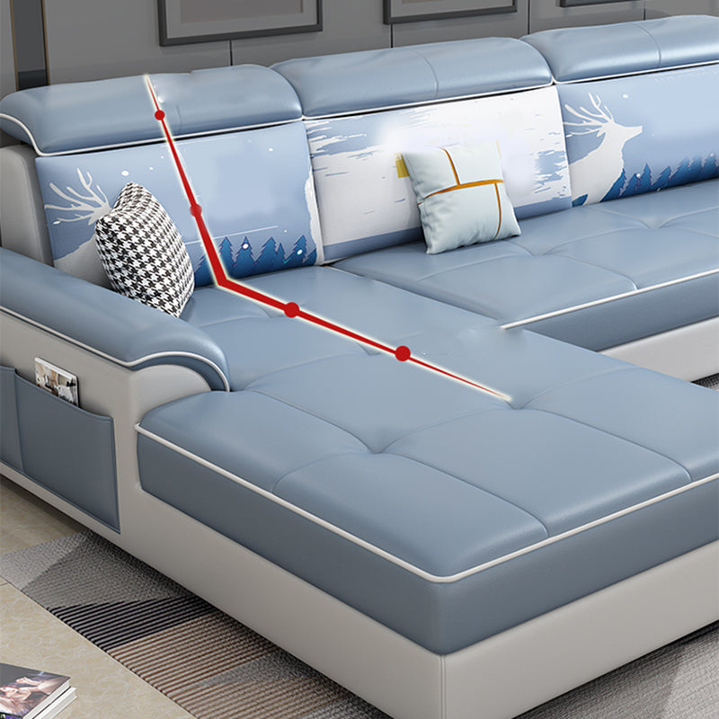 Contemporary 4-seater Sofa Sewn Pillow Back Sectional with Storage