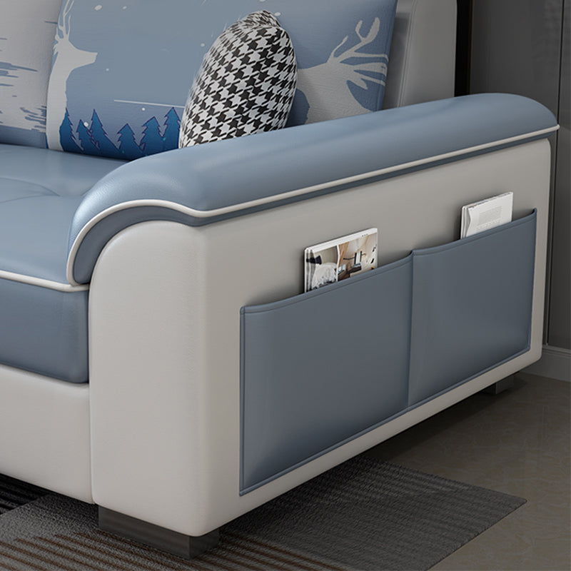 Contemporary 4-seater Sofa Sewn Pillow Back Sectional with Storage