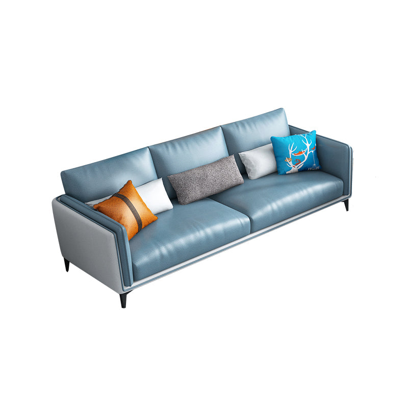 Zeitgenössisches gepolstertes Sofa Blue genähte Kissen Rückencouch mit Smokingarm