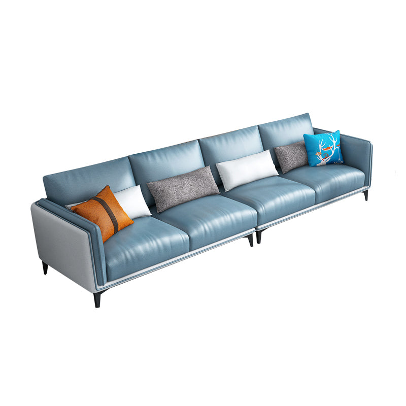 Zeitgenössisches gepolstertes Sofa Blue genähte Kissen Rückencouch mit Smokingarm