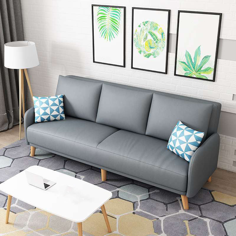 Zeitgenössische genähte Kissen -Rücken -Couch Lieger Sofa mit Holzbeinen für Wohnung