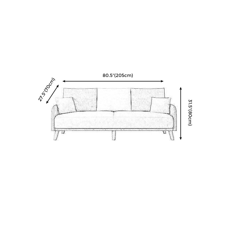 Contemporary Sewn Pillow Back Couch Reclining Sofa with Wooden Legs for Apartment