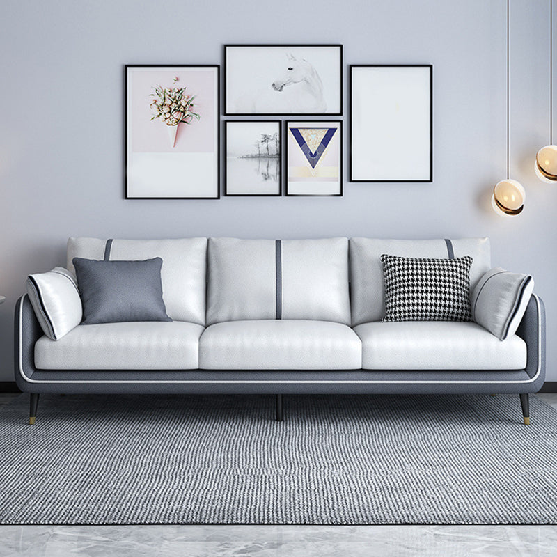Scandinavian 3-seater Sofa Pillow Back Couch with Black Legs for Living Room