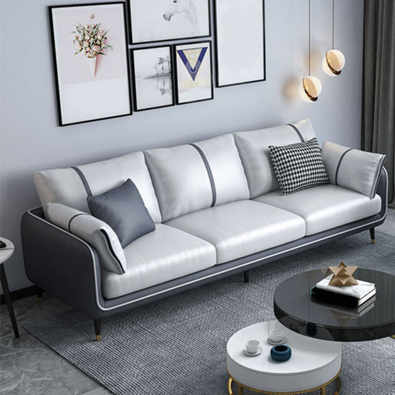 Scandinavian 3-seater Sofa Pillow Back Couch with Black Legs for Living Room