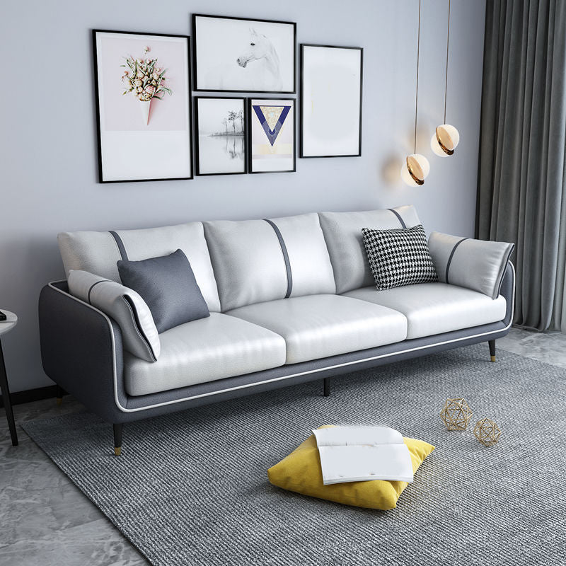 Skandinavische 3-Sitzer-Sofa-Kissen-Rücken-Couch mit schwarzen Beinen für Wohnzimmer