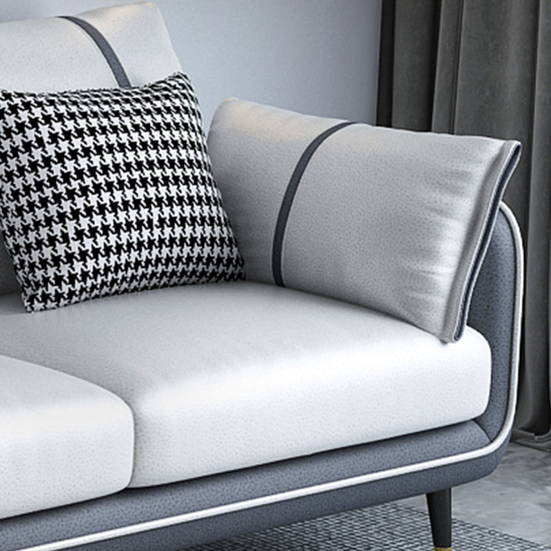 Scandinavian 3-seater Sofa Pillow Back Couch with Black Legs for Living Room