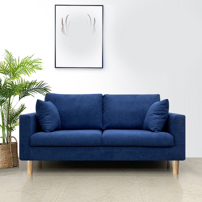 Contemporary Fabric Stationary Square Arm Loveseat with Loose Back