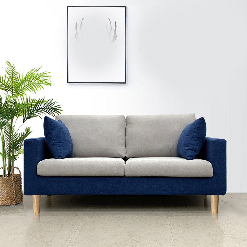 Contemporary Fabric Stationary Square Arm Loveseat with Loose Back