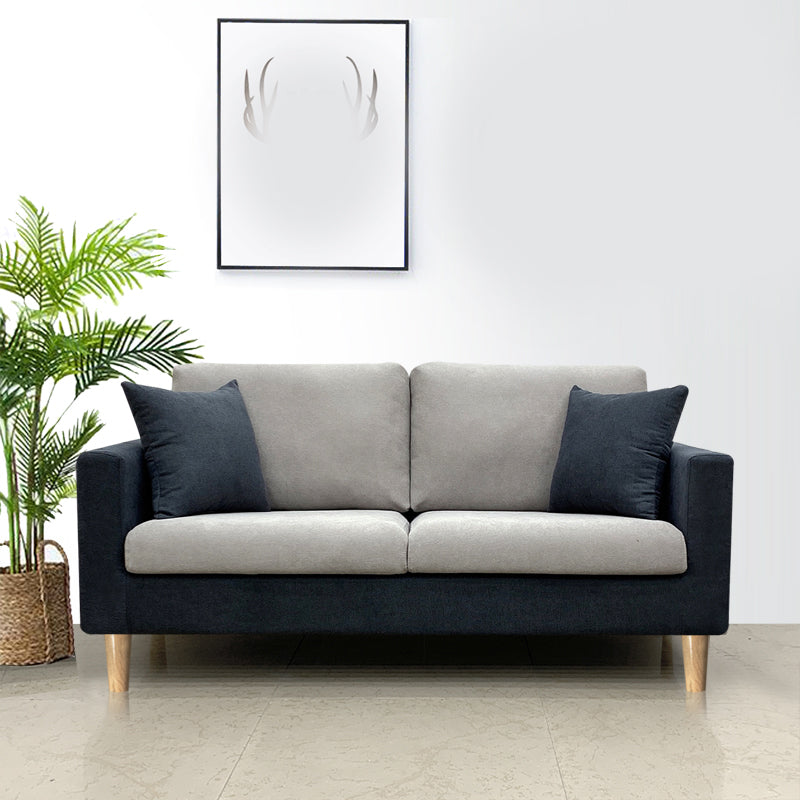 Contemporary Fabric Stationary Square Arm Loveseat with Loose Back