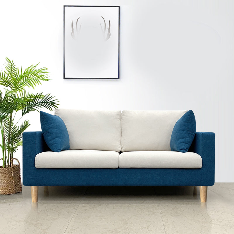 Contemporary Fabric Stationary Square Arm Loveseat with Loose Back