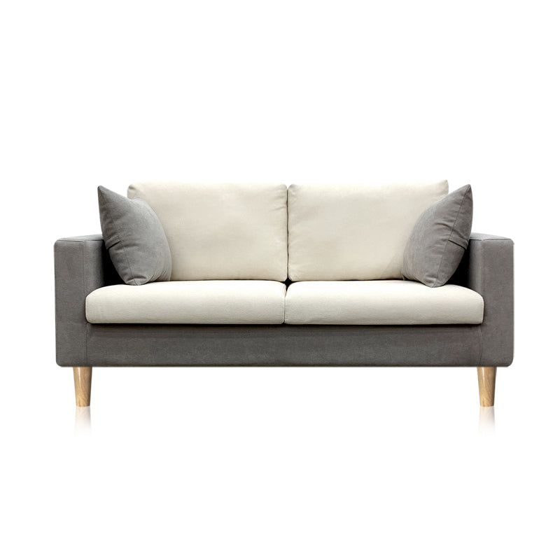 Contemporary Fabric Stationary Square Arm Loveseat with Loose Back