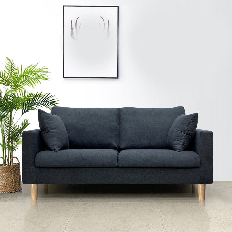 Contemporary Fabric Stationary Square Arm Loveseat with Loose Back