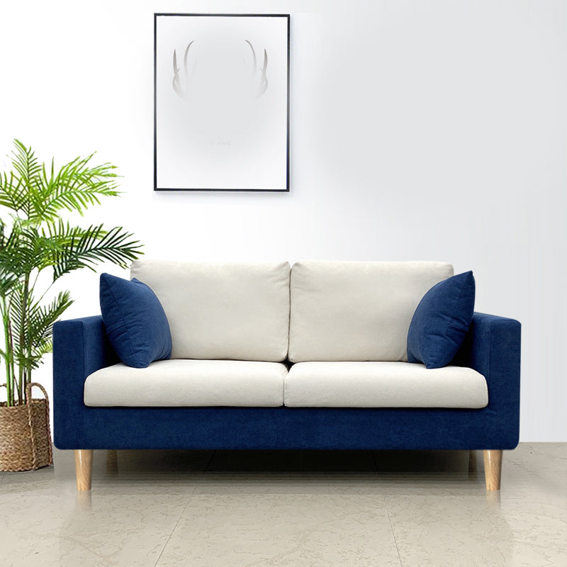 Contemporary Fabric Stationary Square Arm Loveseat with Loose Back