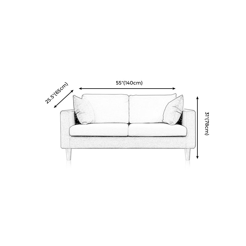 Contemporary Fabric Stationary Square Arm Loveseat with Loose Back