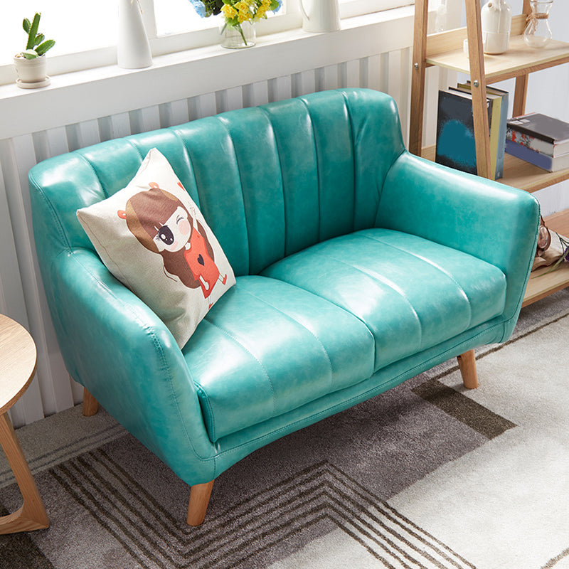 Moderne vlekbestendige lederen sofa vierkante arm bank met strakke rug
