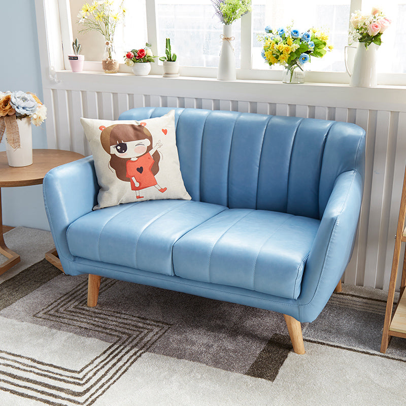 Moderne vlekbestendige lederen sofa vierkante arm bank met strakke rug