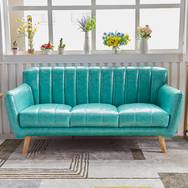Moderne vlekbestendige lederen sofa vierkante arm bank met strakke rug