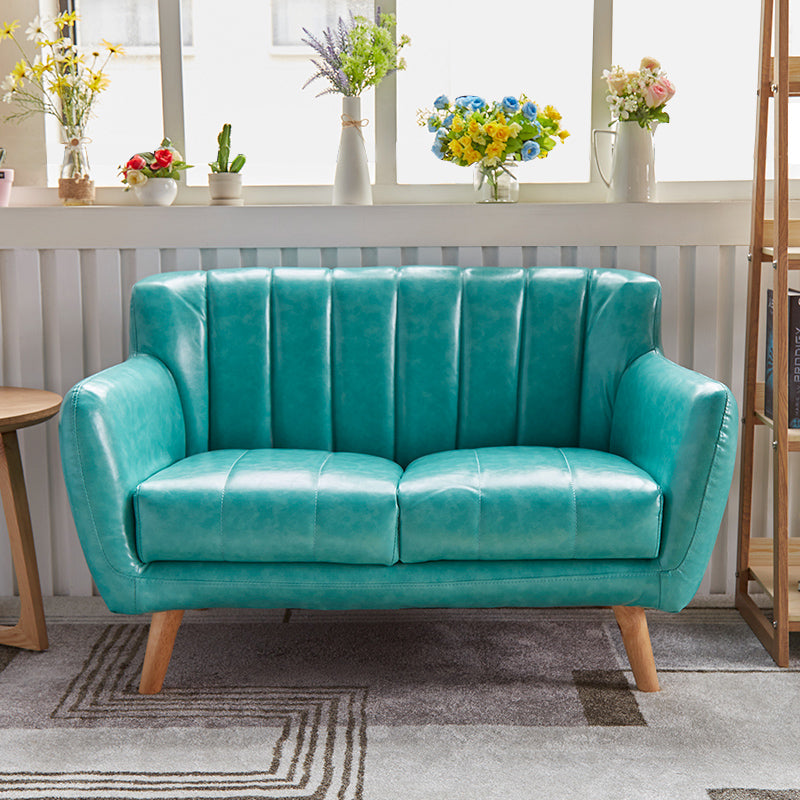 Moderne vlekbestendige lederen sofa vierkante arm bank met strakke rug