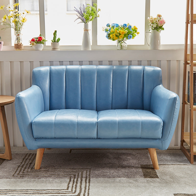 Moderne vlekbestendige lederen sofa vierkante arm bank met strakke rug