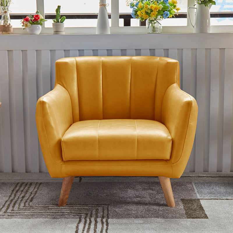 Moderne vlekbestendige lederen sofa vierkante arm bank met strakke rug