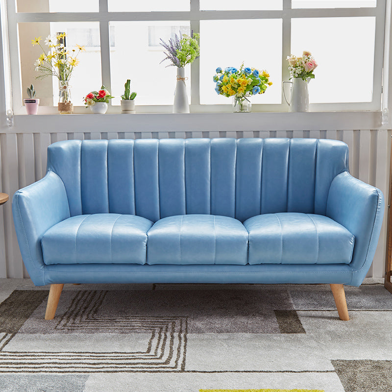 Moderne vlekbestendige lederen sofa vierkante arm bank met strakke rug