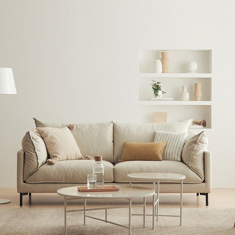 Modern Living Room Fabric Sofa Recessed Arm Loveseat with Black Legs