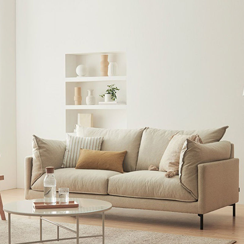 Modern Living Room Fabric Sofa Recessed Arm Loveseat with Black Legs