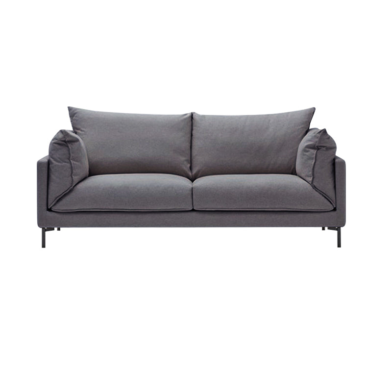 Modern Living Room Fabric Sofa Recessed Arm Loveseat with Black Legs